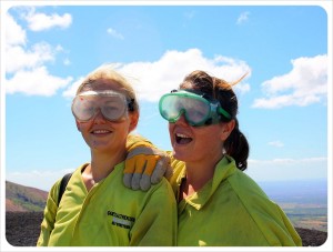 dani & jess volcano boarding leon nicaragua