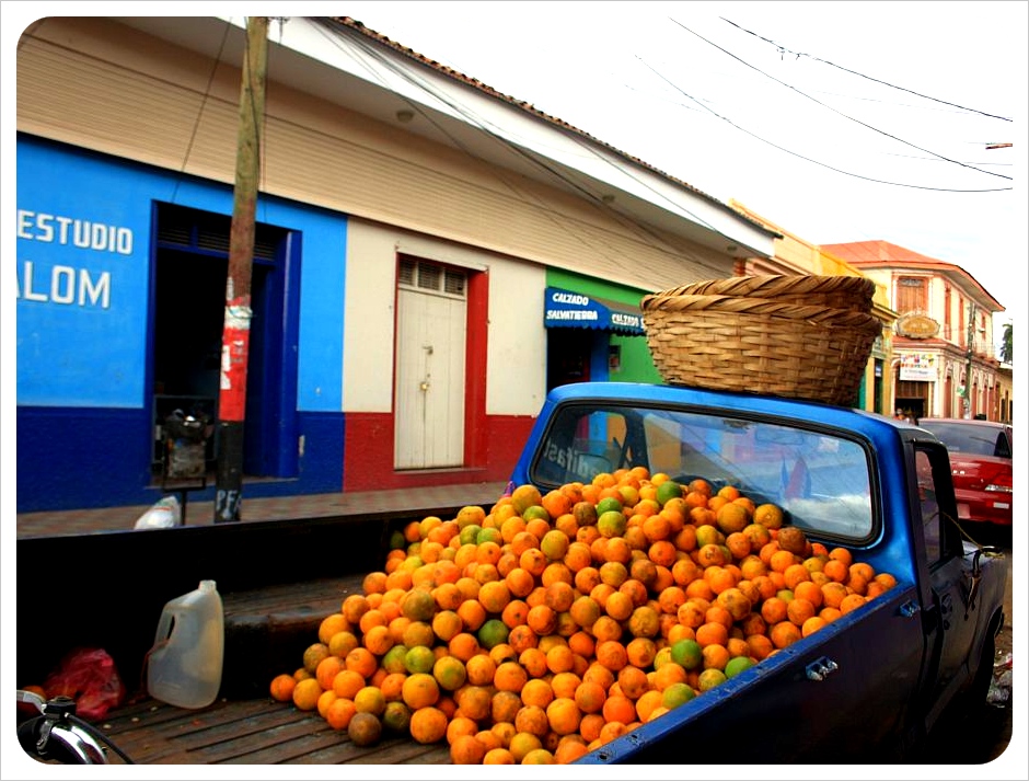 Orange truck in Leon Nicaragua