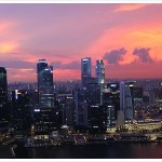 singapore sunset from top of marina bay sands