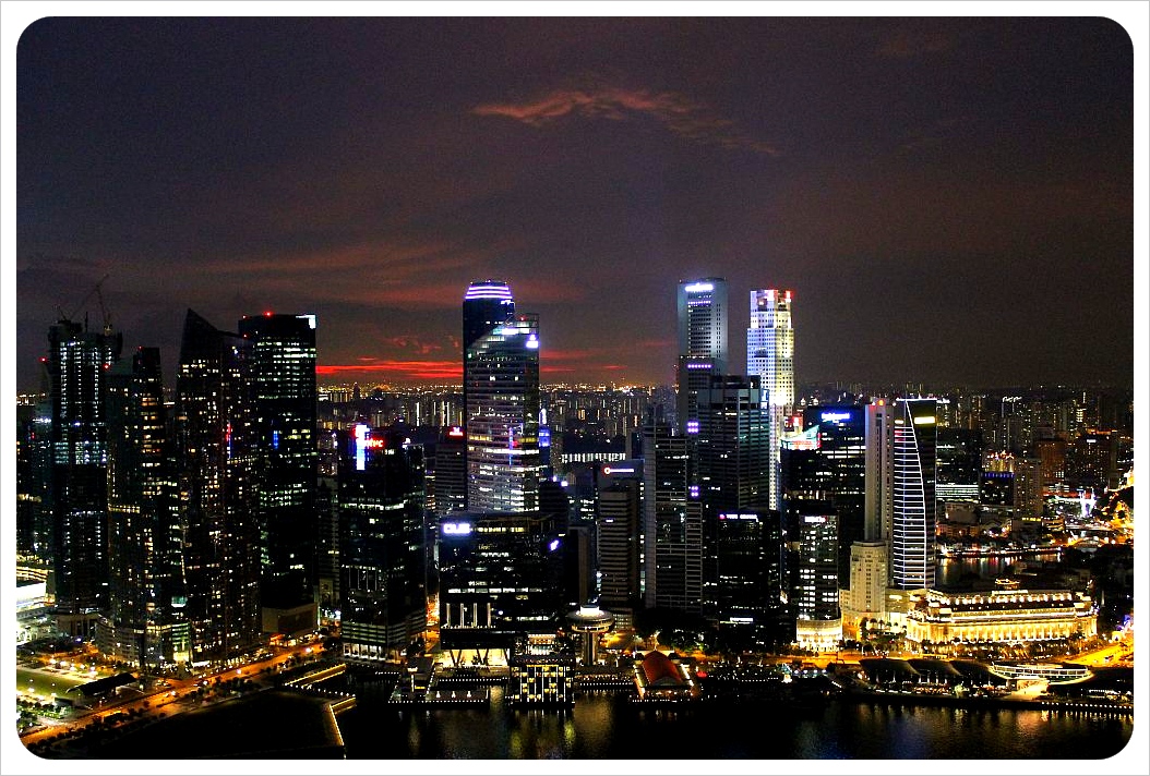 singapore at night from marina bay sands