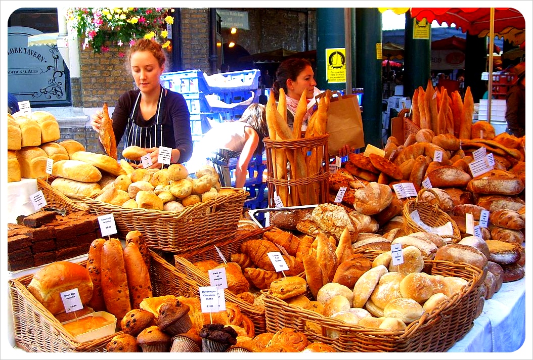 Bread selection at Borough Market